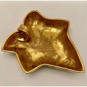 Vintage Stangl Pottery 3859 Hand Painted‎ Gold Leaf MCM Bowl Trinket Dish
